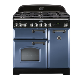 One Only - Rangemaster CDL90DFFSB/C Classic Deluxe 90 Dual Fuel - Stone Blue with Chrome Trim